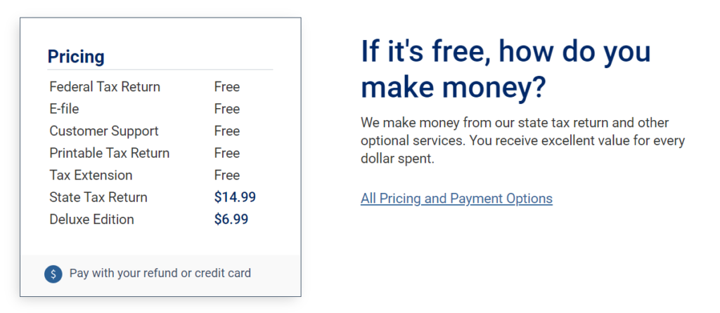 freetaxusa pricing